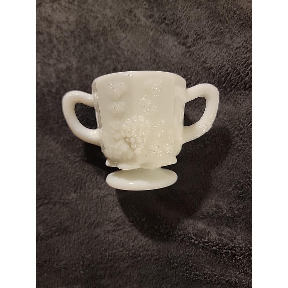 Westmoreland Milk Glass Grape Panel Open 2 Handled Sugar‎ Bowl Vintage Footed